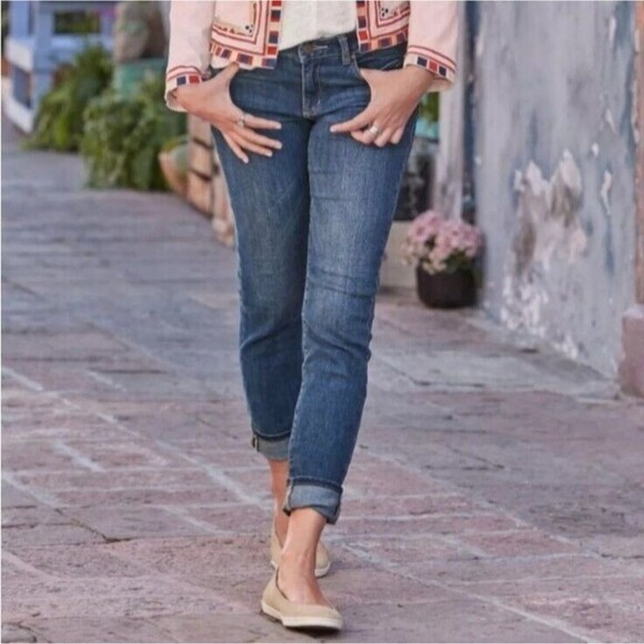 Sundance Womens Primrose Denim Jeans Straight Fit Blue Boyfriend Boho 29 x 28.5 - Picture 5 of 15